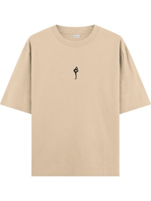 Natarajasana Yoga Oversize T-Shirt Krem
