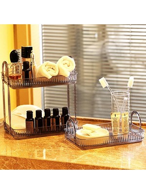 Düzenleyici Organizer Banyo Rafı (Duman Gri, Tek + Iki Katlı Set)