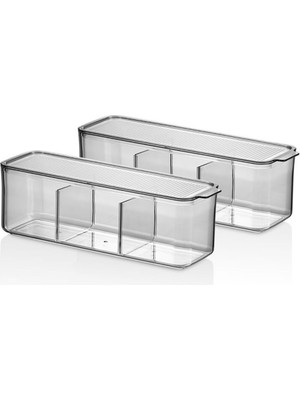 Vip Ahmet Mina Organizer Plastik Raf, Şeffaf Füme Kapaklı 2 x 2500 ml