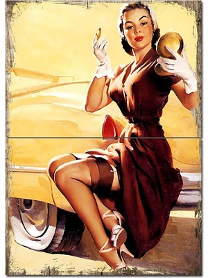 Jartiyer Çoraplı Kadın Hediyelik Ahşap Tablo 70CMX 100CM