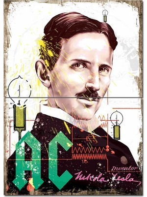 Nicola Tesla Ac Desenli Mdf Tablo 70CMX 100CM