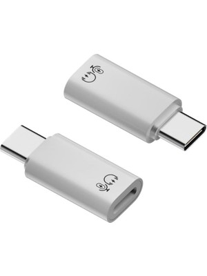 Type C To Lightning Yuva Çevirici Yaka Mikrofonu ile Uyumlu Hızlı Şarj ve Veri Aktarımı Beyaz Otg Adaptör Otgyz
