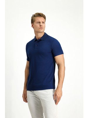 Slim Fit Dar Kesim Nakışlı Pamuklu Polo Yaka Tişört