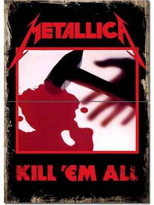 Metallica Afiş Dekoratif Ahşap Tablo 70CMX 100CM