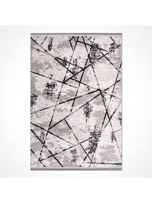 Celeste Gri Geometrik Etnik Modern Desenli Akrilik Hav Vermeyen Leke Tutmayan Kolay Temizlenen Yumuşak Makine Salon Yolluk Mutfak Halı
