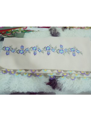 El Emeği Nakış Işlemeli Iğne Oyalı Namaz Örtüsü Çeyizlik Mevlit Başörtüsü Krep Kumaş 145X75 cm