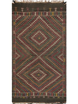 Hali.Net 158x290 cm Bej Koyu Yeşil Baklava Dilimi Etnik Geometrik Halı | Salon Yatak Odası Halısı | Hav Vermez | UNİQUE-34038