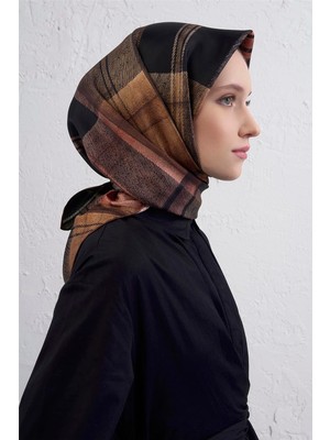 Armine Geometrik Desenli Saf Ipek Twill Eşarp 9424D 83