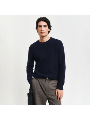 Gant Erkek Lacivert Regular Fit Bisiklet Yaka Kazak