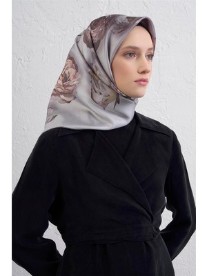 Armine Çiçek Desenli Saf Ipek Twill Eşarp 9419D 03