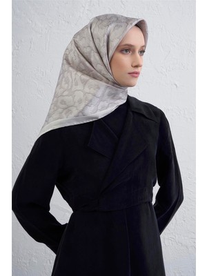 Armine Klasik Desenli Saf Ipek Twill Eşarp 9408D 85