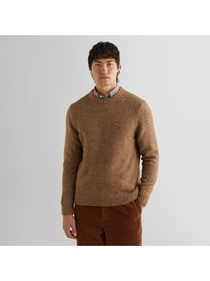 Gant Erkek Kahverengi Regular Fit Bisiklet Yaka Kazak