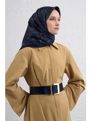 Armine Çiçek Desenli Saf Ipek Twill Eşarp 9409D 81
