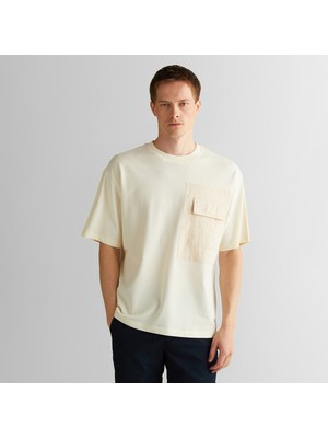 Gant Erkek Krem Relaxed Fit Bisiklet Yaka Logolu T-Shirt