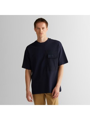 Gant Erkek Lacivert Relaxed Fit Bisiklet Yaka Logolu T-Shirt