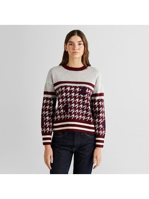 Gant Kadın Bordo Relaxed Fit Bisiklet Yaka Logolu Kazak
