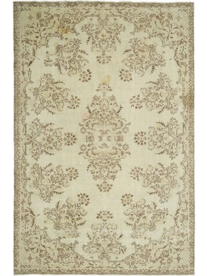 Bespoky Vintage Gri Eskitme Yün Modern Desenli Yün Hav Toz Vermez Leke Tutmayan Salon Yolluk Mutfak El Dokuma Halı