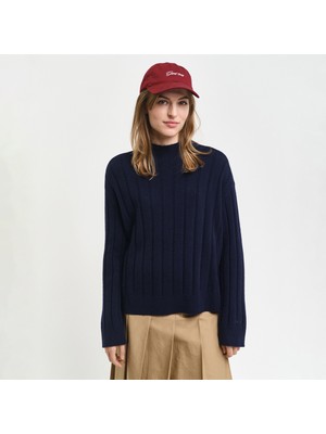 Gant Kadın Lacivert Relaxed Fit Dik Yaka Kazak