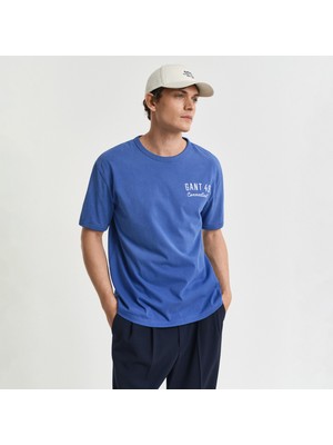 Gant Erkek Lacivert Relaxed Fit Bisiklet Yaka Logolu T-Shirt