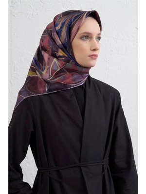 Armine Çiçek Desenli Saf Ipek Twill Eşarp 9406D 34