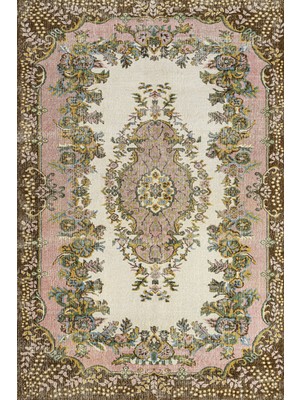 Bespoky 80x150 cm Kahverengi Krem Medalyonlu Geleneksel Bitkisel Yıkanabilir Halı | Yatak Odası Mutfak Halısı | Leke Tutmayan, Kaymaz | VİNTAGE-191