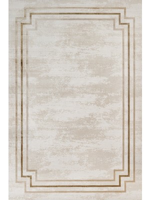 Bespoky 80x150 cm Bej Modern Lüks Halı | Yatak Odası Çocuk Odası Halı | Yıkanabilir Kaymaz Leke Tutmayan | KRM_MERİT-004A