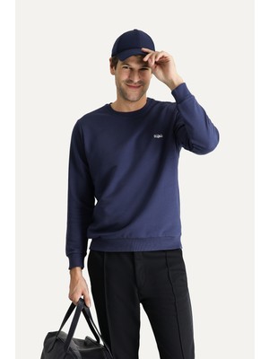 Bisiklet Yaka Regular Fit Nakışlı Pamuklu Sweatshirt