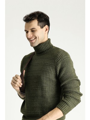 Balıkçı Yaka Slim Fit Dar Kesim Desenli Triko Kazak