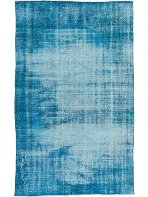 Bespoky Atina Mavi Eskitme Yün Modern Desenli Yün Hav Toz Vermez Leke Tutmayan Salon Yolluk Mutfak El Dokuma Halı