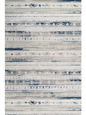 Bespoky 80x150 cm Gri Krem Çizgili Bohem Geometrik Yıkanabilir Halı | Yatak Odası Mutfak Halısı | Leke Tutmayan, Kaymaz | KRM_LOTUS-8566