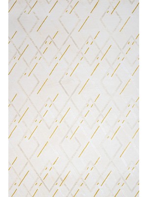 Bespoky  Geometrik Krem Pamuk Dikdörtgen Modern Desenli Pamuk Makinada Yıkanabilir Hav Toz Vermez Leke Tutmayan Kaymaz Taban Dijital Makine Baskı Salon Yolluk Mutfak Halı