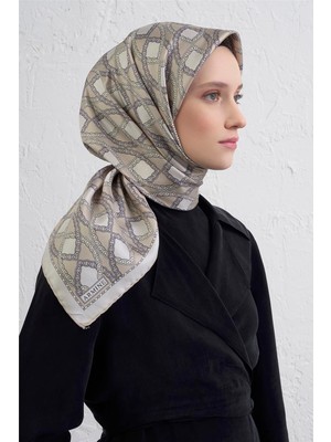 Armine Klasik Desenli Saf Ipek Twill Eşarp 9410D 85