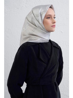 Armine Geometrik Desenli Saf Ipek Twill Eşarp 9427D 80