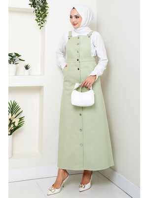 Boydan Düğmeli Gabardin Jile 1552 - Açık Yeşil