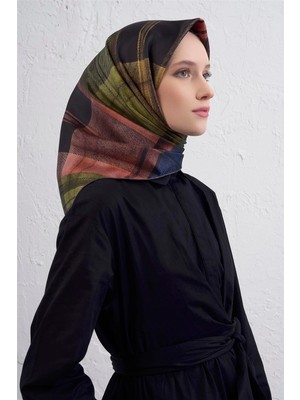 Armine Geometrik Desenli Saf Ipek Twill Eşarp 9424D 80