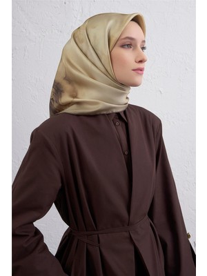Armine Çiçek Desenli Saf Ipek Twill Eşarp 9426D 54