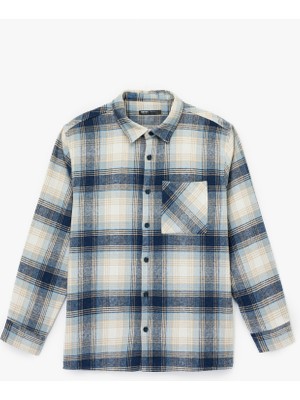 Regular Fit Uzun Kollu Cep Detaylı Klasik Yaka Oduncu Gömleği