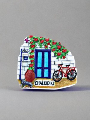 Chalkıdıkı Temalı Kabartmalı Polyester Magnet Buzdolabı Süsü 7cm x 5,5 cm