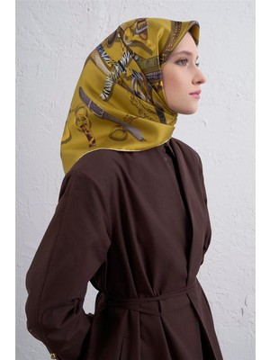 Armine Obje Desenli Saf Ipek Twill Eşarp 9422D 52