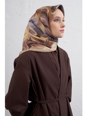 Armine Soyut Desenli Saf Ipek Twill Eşarp 9423D 57