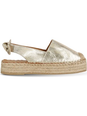 Bueno Shoes Dore Deri Kadın Espadril Sandalet Dana Derisi Tabanlı Düz Topuklu Rahat Kullanım 14WS72100