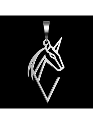 TabiTela 925 Ayar gümüş kolye tek boynuzlu at   SM8397