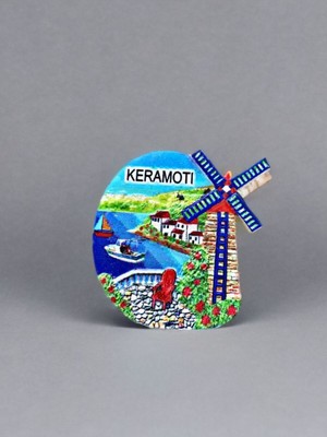 Keramotı Temalı Kabartmalı Polyester Magnet Buzdolabı Süsü 6,5cm x 6,5cm Lacivert