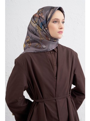 Armine Obje Desenli Saf Ipek Twill Eşarp 9422D 07
