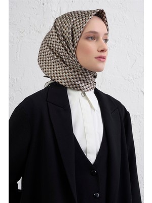 Armine Geometrik Desenli Saf Ipek Twill Eşarp 9417D 86