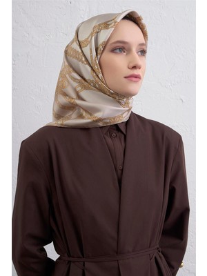 Armine Geometrik Desenli Saf Ipek Twill Eşarp 9427D 05