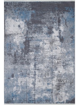 Hali.Net 80x150 cm Mavi Dijital Baskı Etnik Patchwork Halı | Mutfak Balkon Salon Halısı | Hav Vermez Hipoalerjenik | HALN-HLN1921