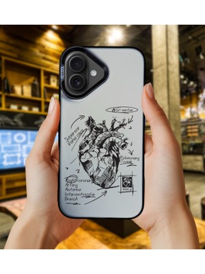 Iphone 16 Uyumlu Anatomik Kalp Desen Baskılı Telefon Kılıfı MK01A
