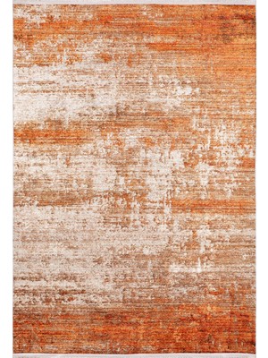 Hali.Net 80x150 cm Turuncu Dijital Baskı Etnik Patchwork Halı | Mutfak Balkon Salon Halısı | Hav Vermez Hipoalerjenik | HALN-HLN584