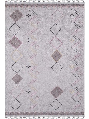 Halınet Mazowiecki Gri Modern Etnik Desenli Makinada Yıkanabilir Hav Toz Vermez Leke Tutmayan Kaymaz Taban Dijital Makine Baskı Salon Yolluk Mutfak Halı